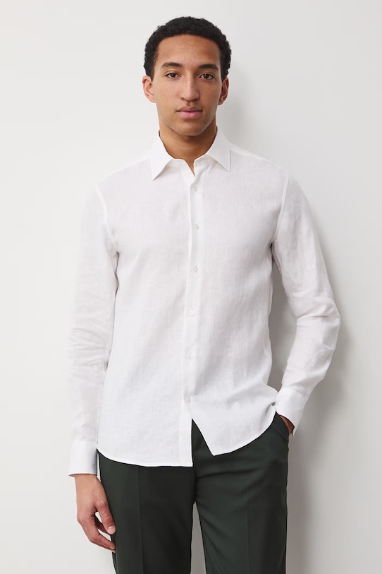 Medicine koszula męska lniana biały RS26-KDM600