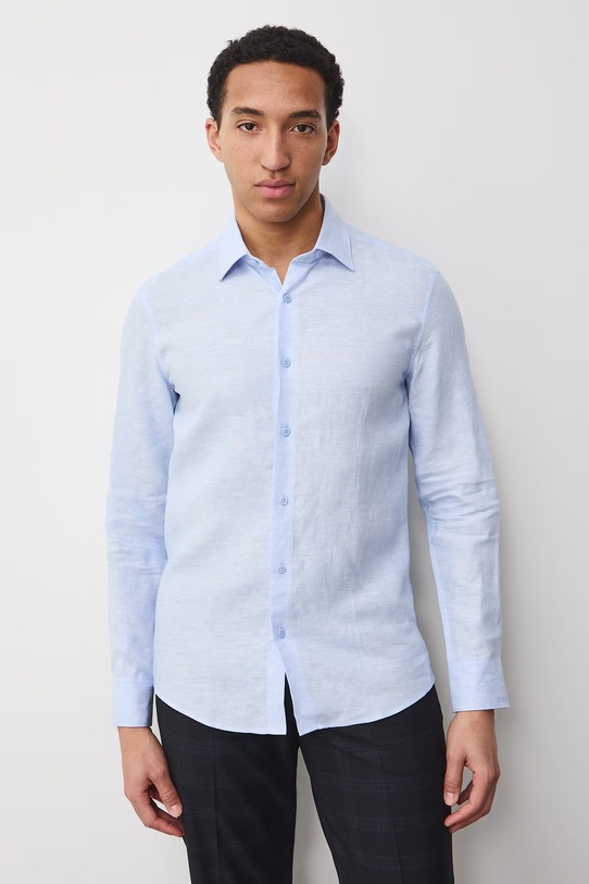 Medicine koszula męska lniana niebieski RS26-KDM600