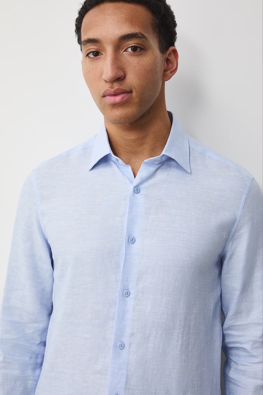Medicine koszula męska lniana niebieski RS26-KDM600