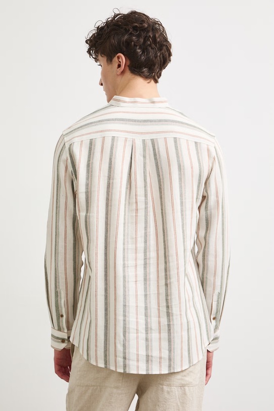 Odzież Koszula męska z dodatkiem lnu RS26-KDM900 beżowy