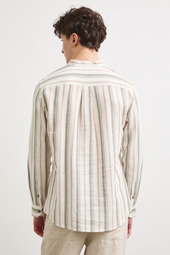 Odzież Koszula męska z dodatkiem lnu RS26-KDM900 beżowy