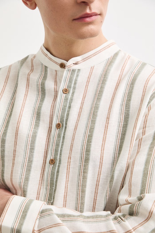 Košeľa dámska s prímesou ľanu RS26-KDM900 béžová