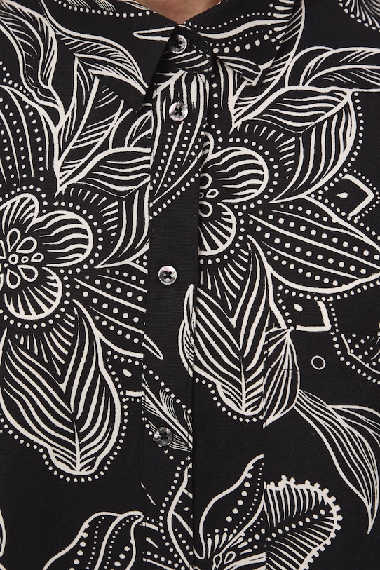 Košeľa dámska s viskózou s kvetmi čierna RS26-KKD070