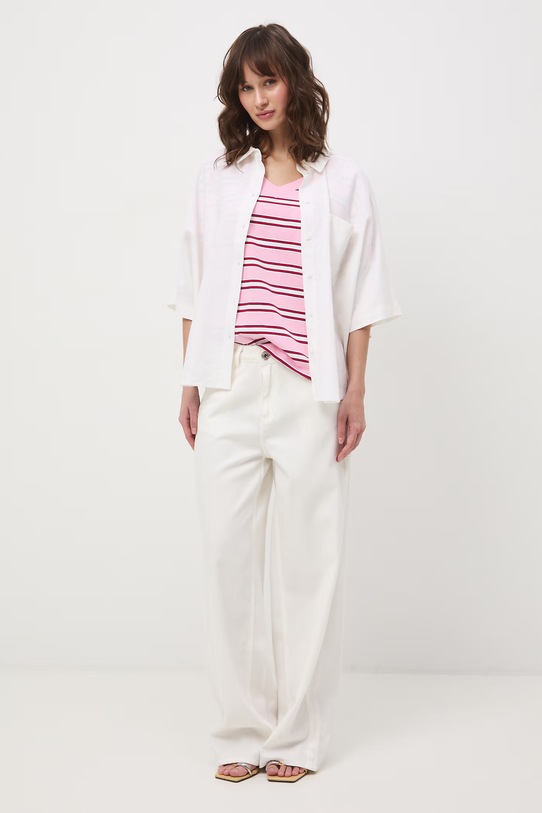 Koszula damska z lnem gładka RS26-KKD700 biały RS26