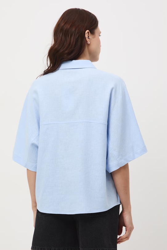 Odzież Koszula damska z lnem gładka RS26-KKD700 niebieski
