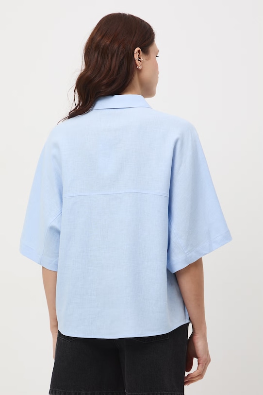 Odzież Koszula damska z lnem gładka RS26-KKD700 niebieski