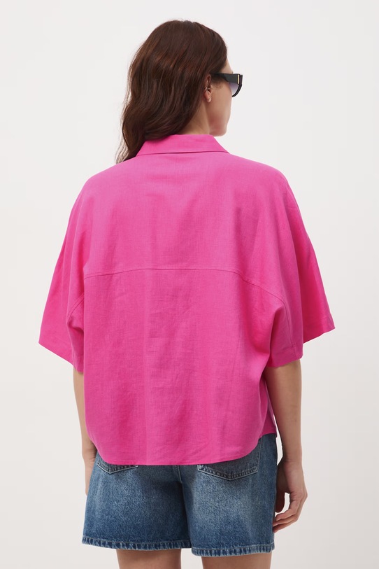 Odzież Koszula damska z lnem gładka RS26-KKD700 różowy