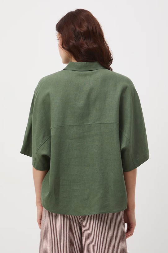 Odzież Koszula damska z lnem gładka RS26-KKD700 zielony