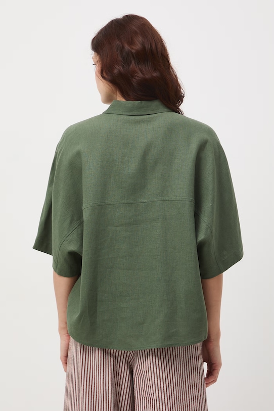 Oblečenie Košeľa dámska s ľanom hladká RS26-KKD700 zelená