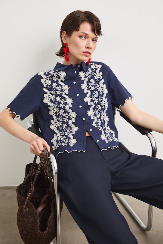 Koszula damska bawełniana granatowy RS26-KKD802