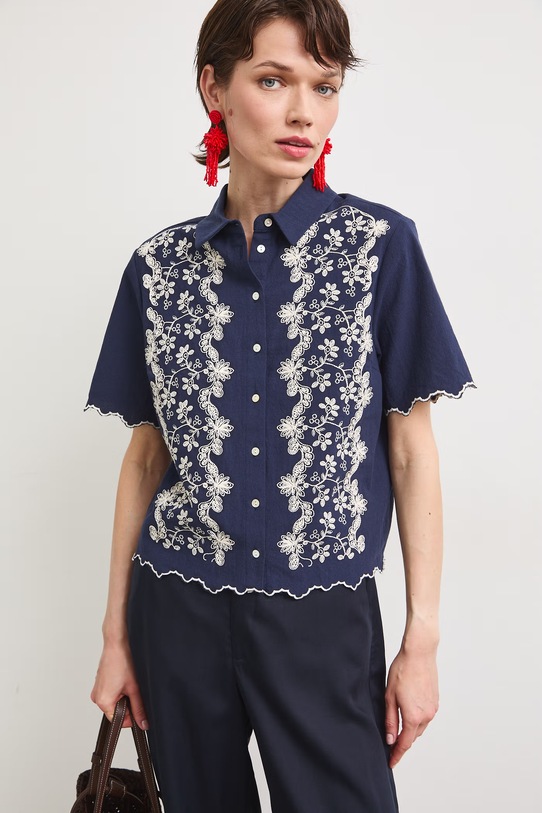 Koszula damska bawełniana granatowy RS26-KKD802