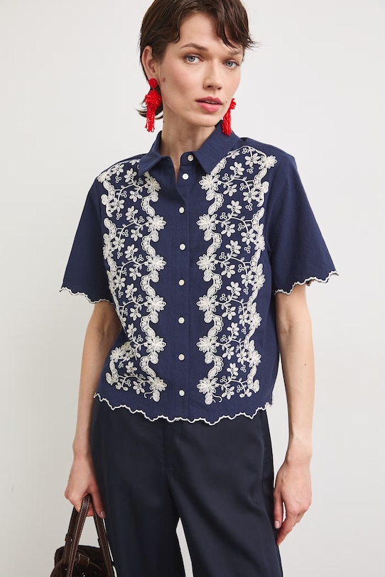 Koszula damska bawełniana granatowy RS26-KKD802