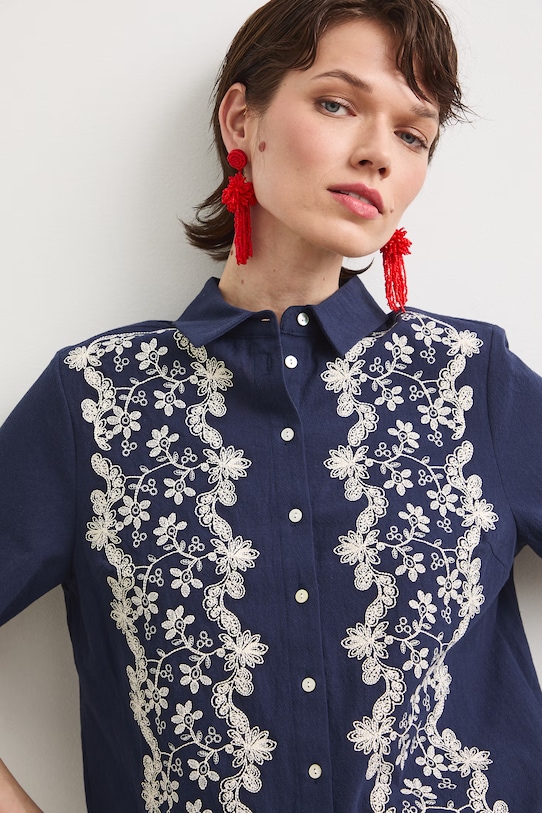 Koszula damska bawełniana RS26-KKD802 granatowy