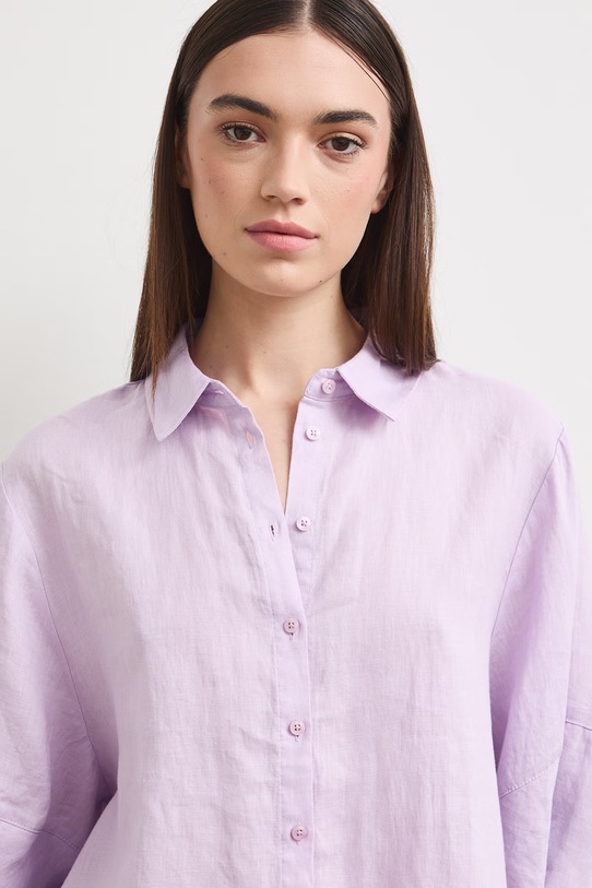 Koszula damska lniana gładka fioletowy RS26-KKD901