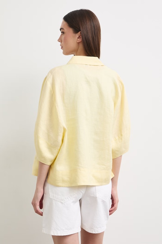 Odzież Koszula damska lniana gładka RS26-KKD901 żółty