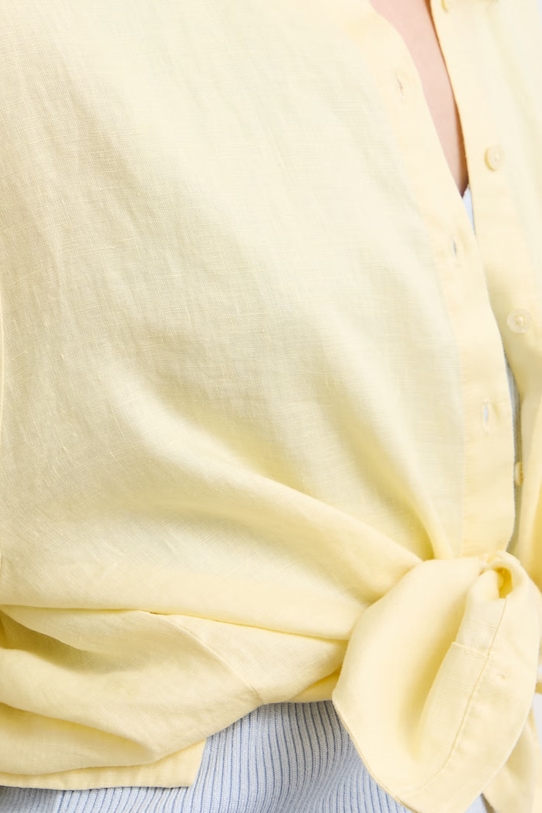 Koszula damska lniana gładka RS26-KKD901 żółty