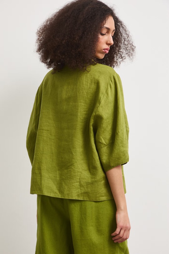 Odzież Koszula damska lniana gładka RS26-KKD901 zielony