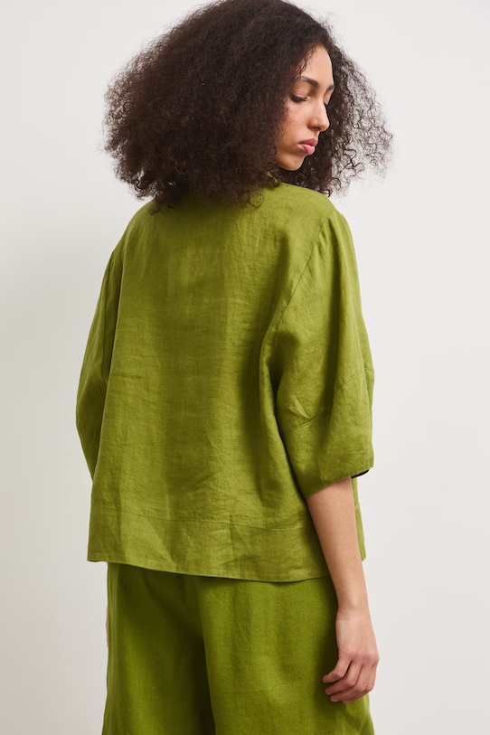 Odzież Koszula damska lniana gładka RS26-KKD901 zielony