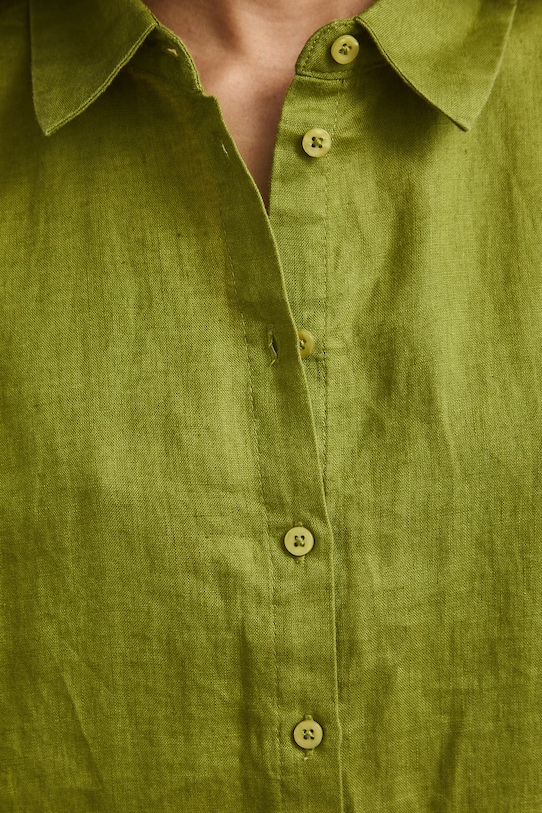 Koszula damska lniana gładka RS26-KKD901 zielony