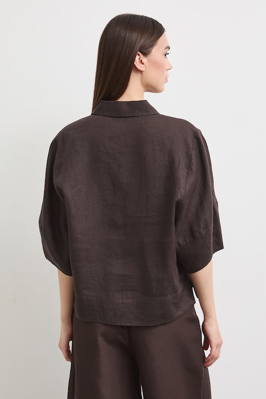 Odzież Koszula damska lniana gładka RS26-KKD901 brązowy