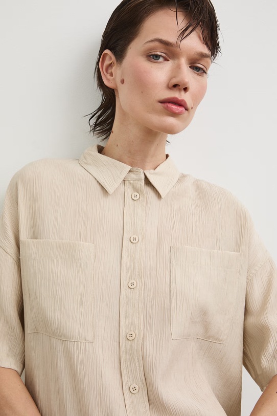 Koszula damska z wiskozą beżowy RS26-KKD904