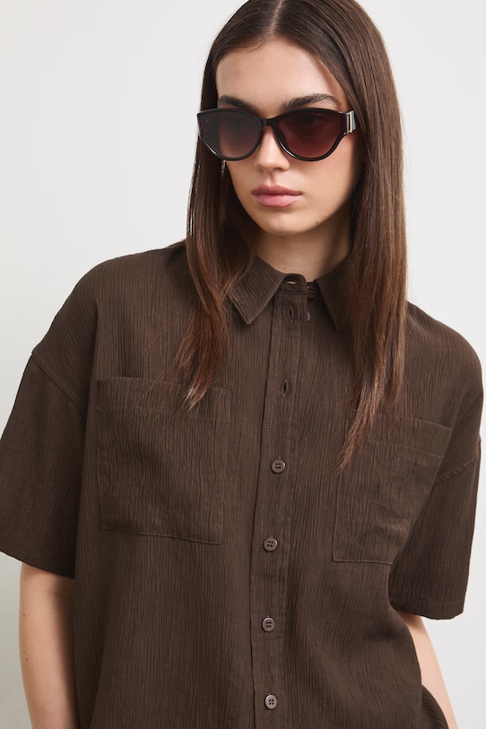 Koszula damska z wiskozą brązowy RS26-KKD904