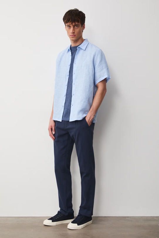 Medicine koszula męska lniana RS26-KKM071 niebieski RS26