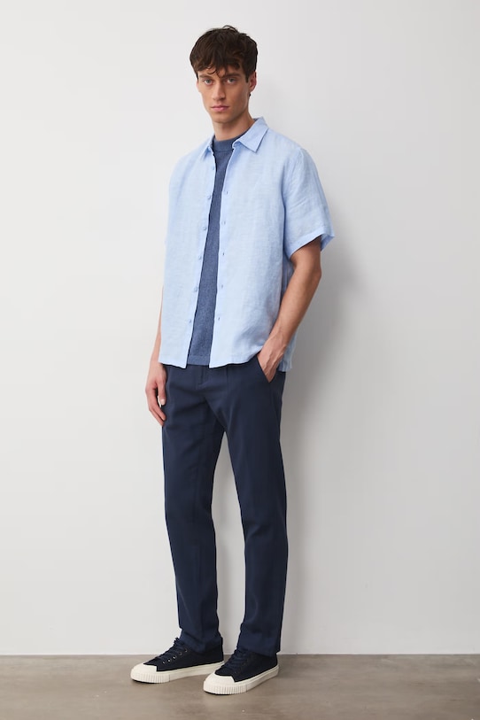 Medicine koszula męska lniana RS26-KKM071 niebieski RS26