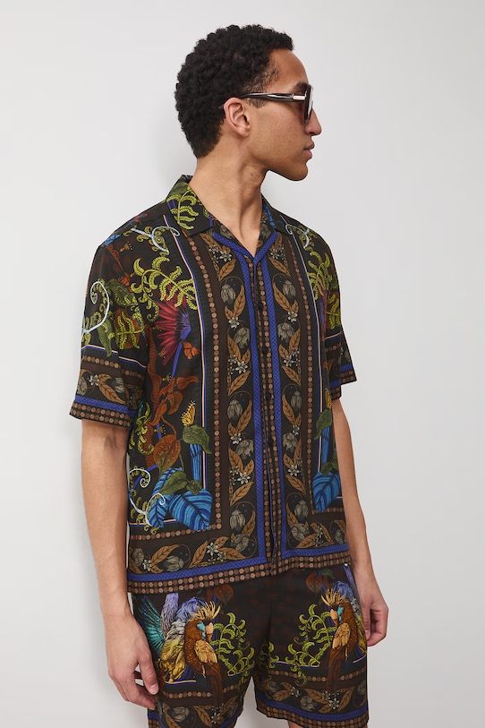 Medicine koszula męska z domieszką lnu multicolor RS26-KKM650