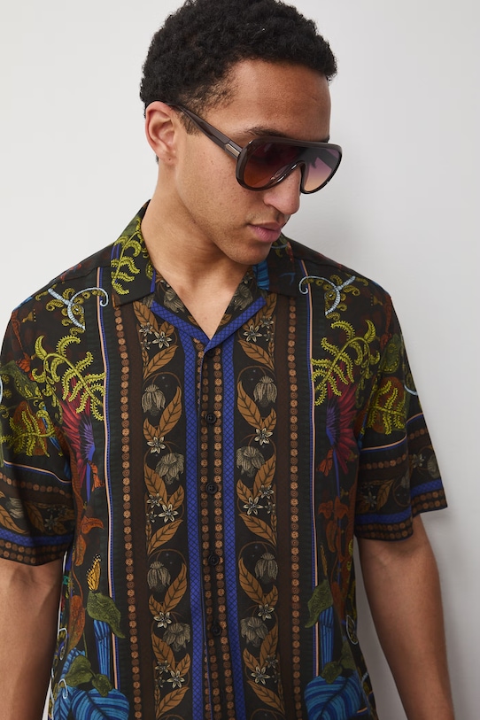 Medicine koszula męska z domieszką lnu multicolor RS26-KKM650