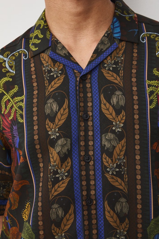 Medicine koszula męska z domieszką lnu RS26-KKM650 multicolor