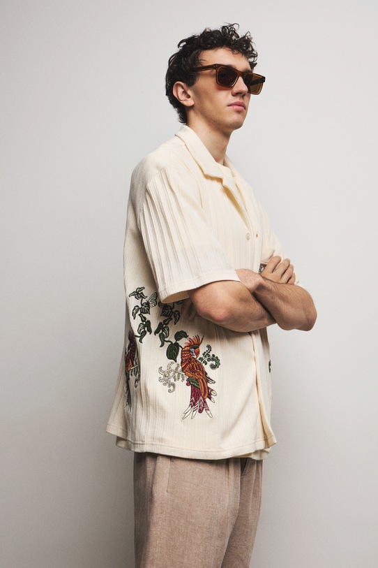 Medicine koszula męska z bawełną beżowy RS26-KKM651