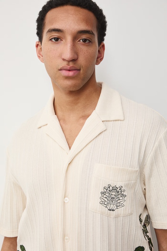 Medicine koszula męska z bawełną RS26-KKM651 beżowy