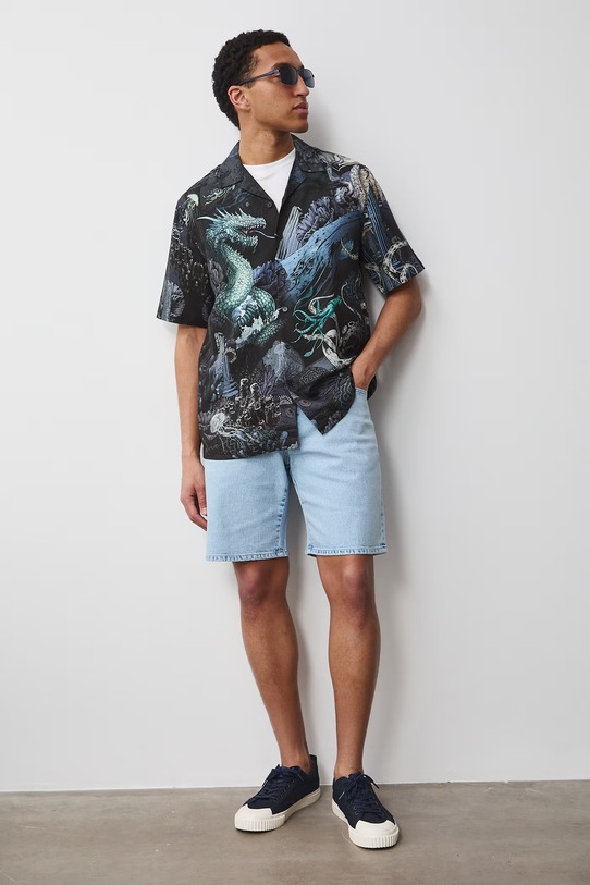 Medicine koszula męska z dodatkiem lnu multicolor RS26-KKM702