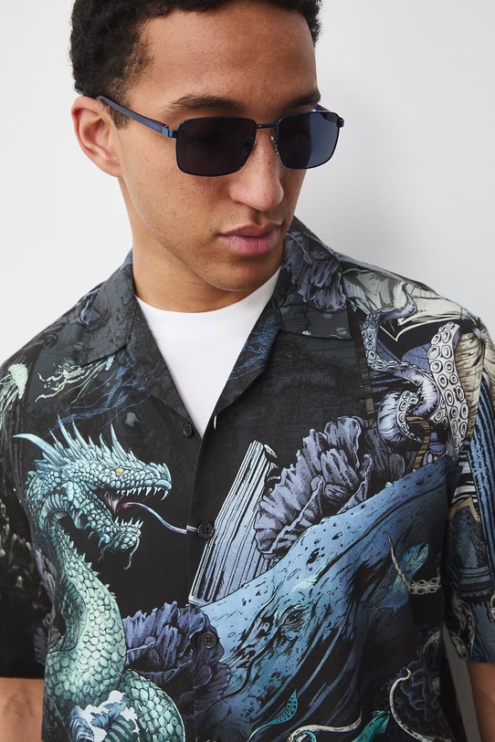 Medicine koszula męska z dodatkiem lnu multicolor RS26-KKM702