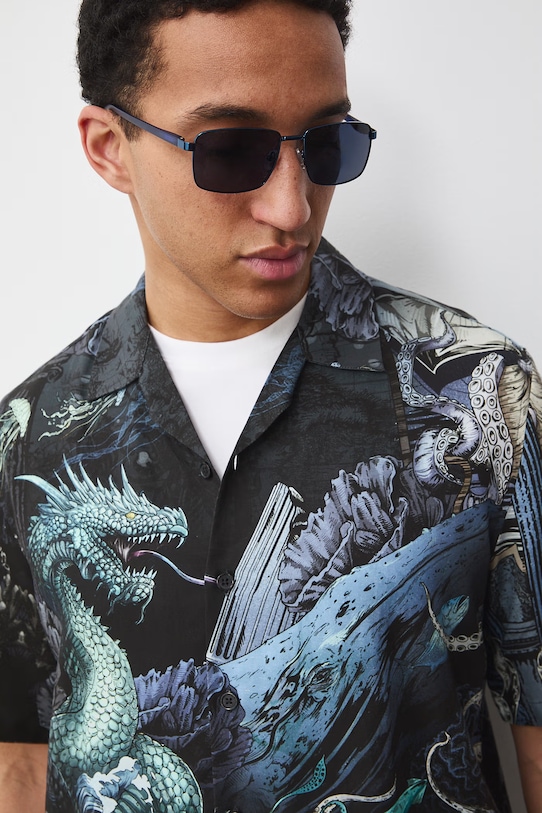 Medicine koszula męska z dodatkiem lnu multicolor RS26-KKM702