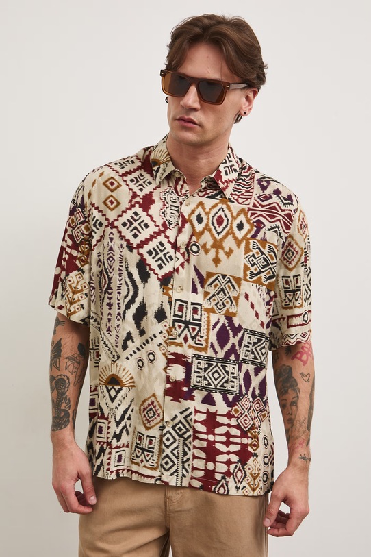 Koszula męska z wiskozy RS26-KKM802 multicolor RS26