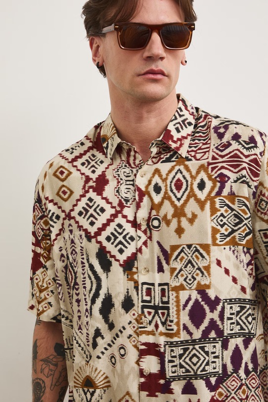 Koszula męska z wiskozy multicolor RS26-KKM802