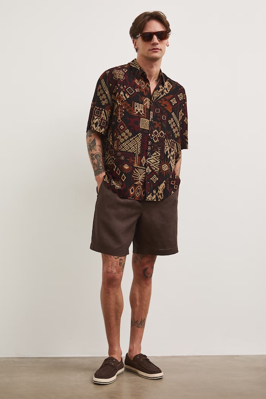 Koszula męska z wiskozy multicolor RS26-KKM802