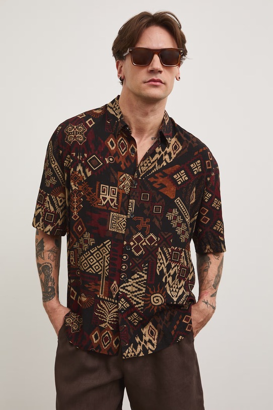 Koszula męska z wiskozy RS26-KKM802 multicolor RS26