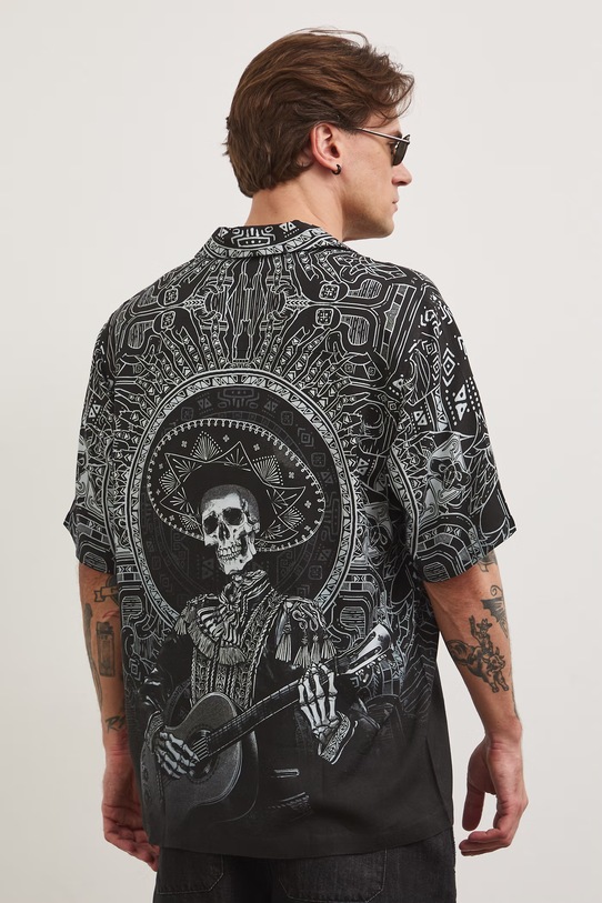 Odzież Koszula męska z wiskozy RS26-KKM806 czarny