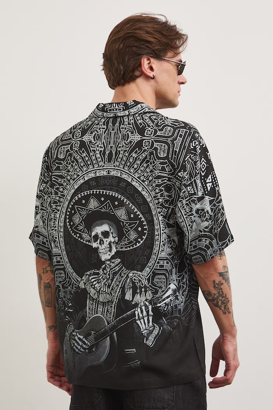 Odzież Koszula męska z wiskozy RS26-KKM806 czarny