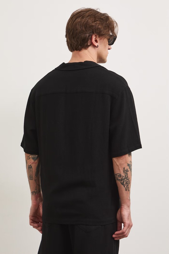 Odzież Koszula męska z lnem RS26-KKM821 czarny