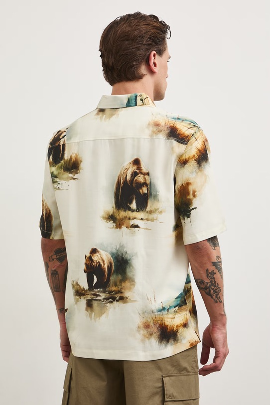 Koszula męska z dodatkiem lnu z kolekcji Bieszczadzki Park Narodowy x Medicine multicolor RS26-KKM850