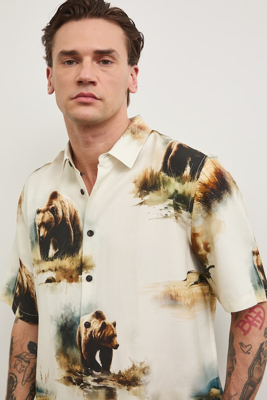Koszula męska z dodatkiem lnu z kolekcji Bieszczadzki Park Narodowy x Medicine RS26-KKM850 multicolor