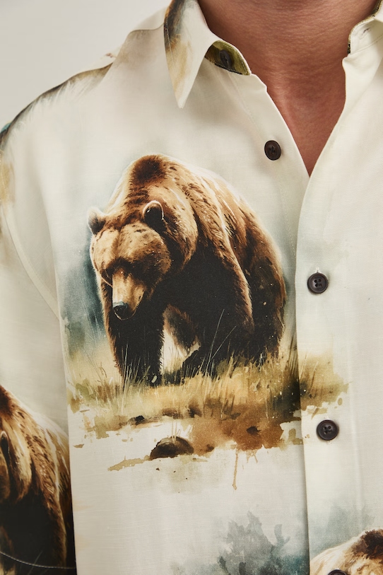 Koszula męska z dodatkiem lnu z kolekcji Bieszczadzki Park Narodowy x Medicine RS26-KKM850