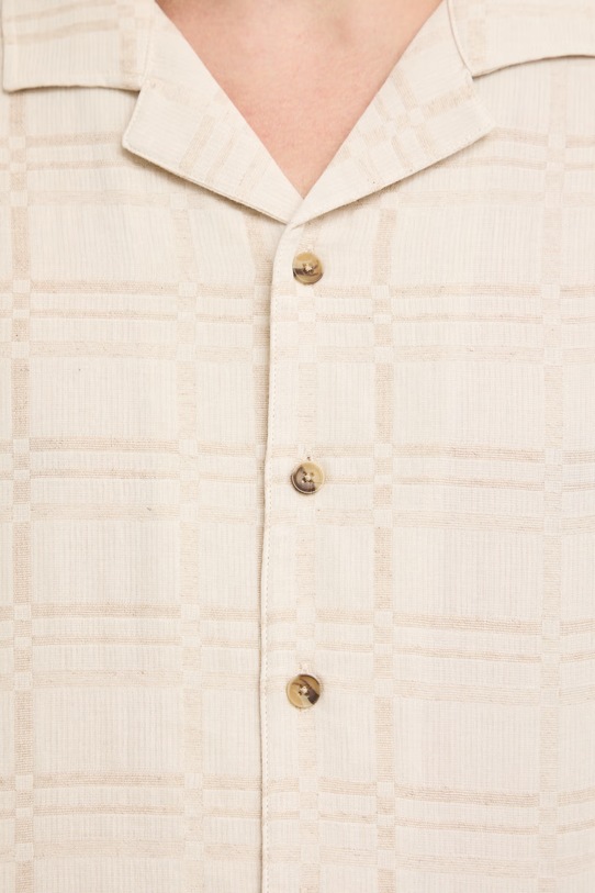 Koszula męska z lnem RS26-KKM903 beżowy