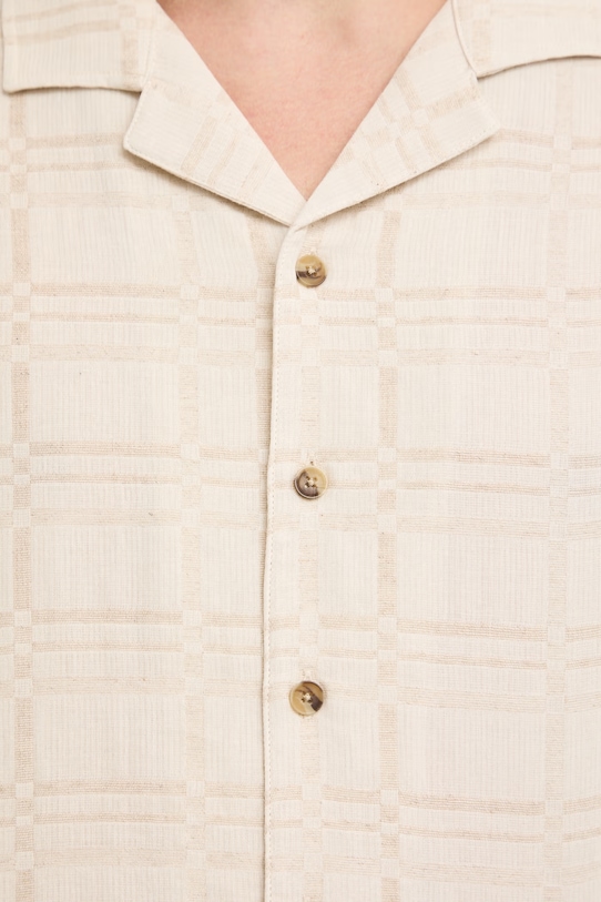 Koszula męska z lnem RS26-KKM903 beżowy