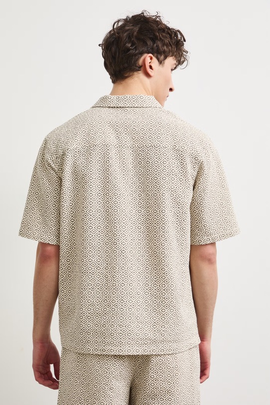 Odzież Koszula męska z lnem RS26-KKM921 brązowy