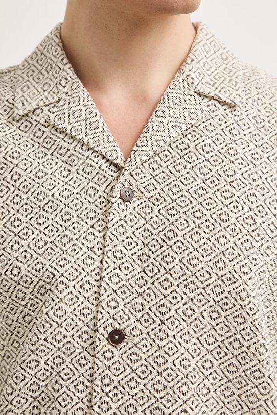 Koszula męska z lnem RS26-KKM921 brązowy